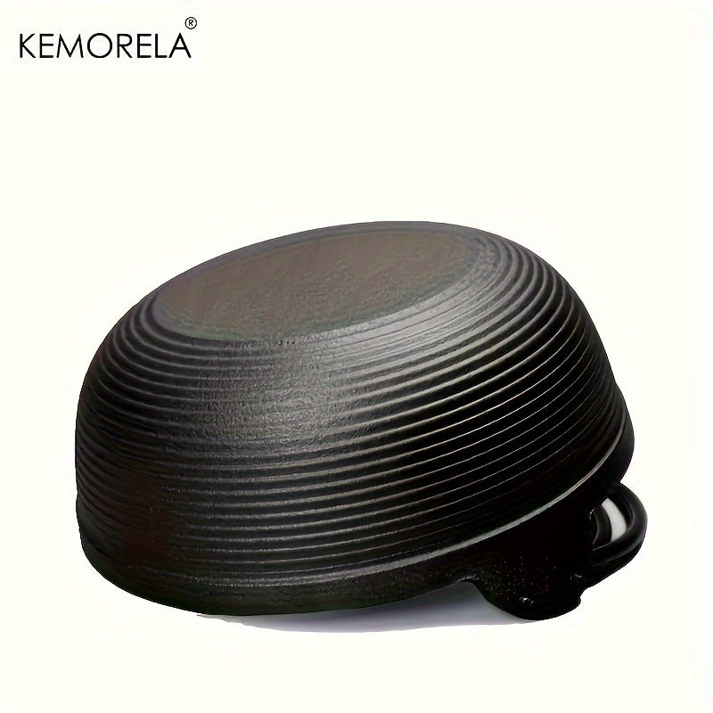 KEMORELA Cast Iron Stockpot with Wooden Lid - Pre-Seasoned Non-Stick Sukiyaki Pot - Ideal for Outdoor Camping - Multi-Purpose Cast Iron Cookware for Stews and Frying