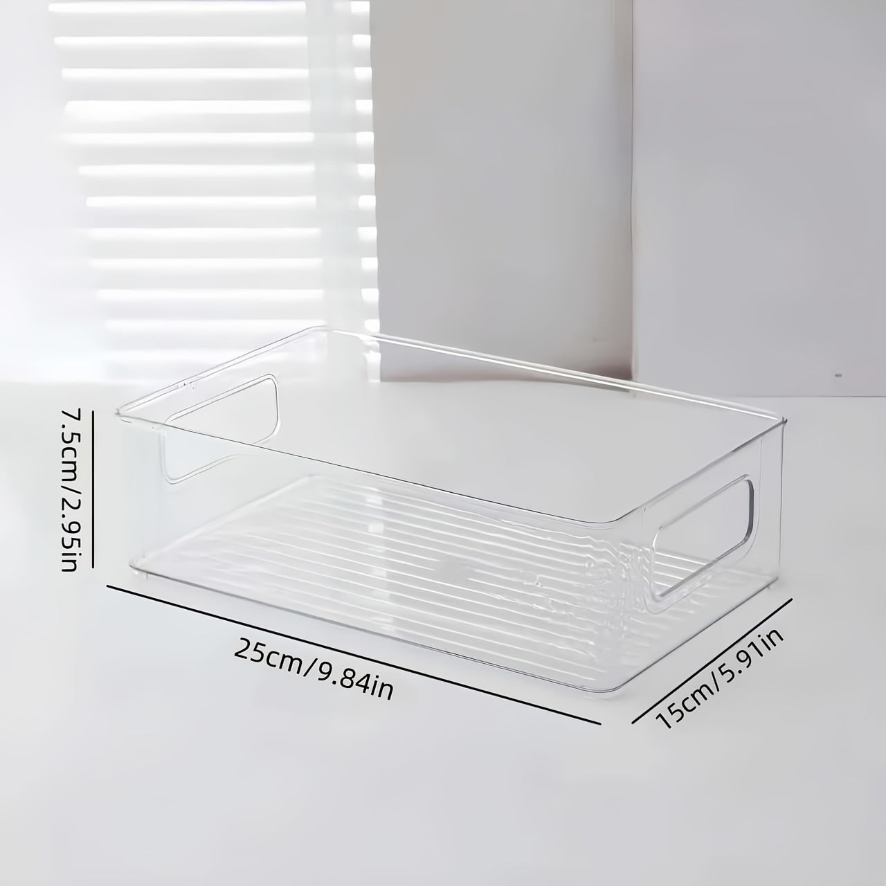 Clear plastic storage bins with handles - stackable desktop organizer drawers for various items - countertop basket for home or office essentials - no electricity required.