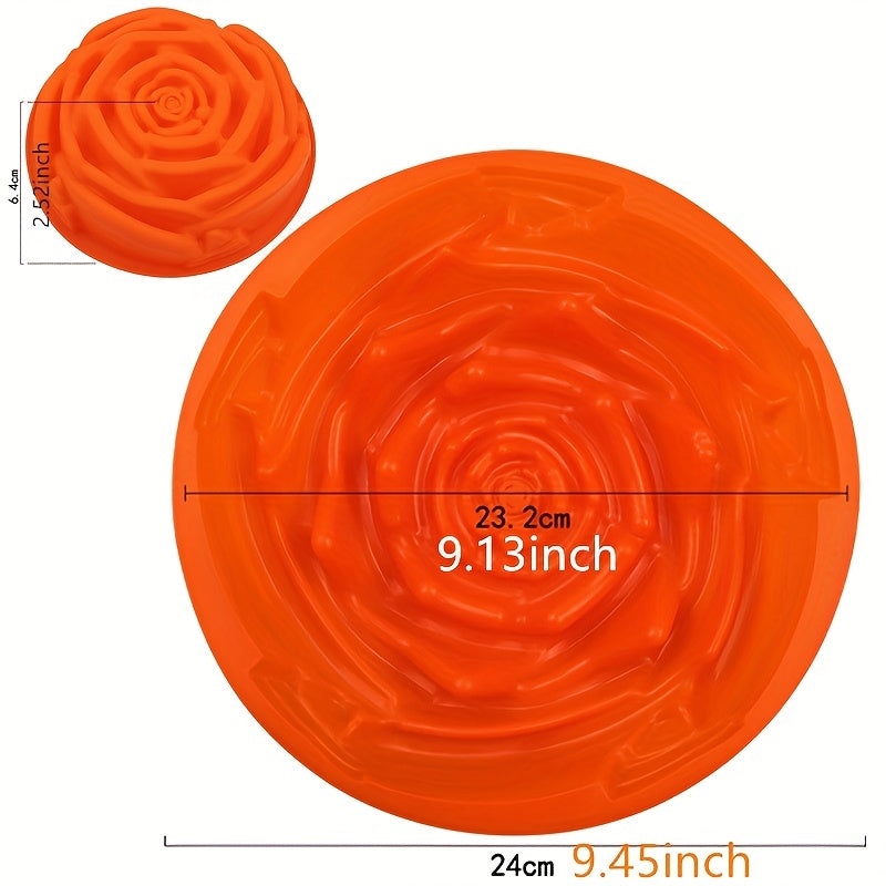 Силиконовая форма для выпечки торта с рисунком в виде большой розы - идеально подходит для тортов на день рождения и годовщину, буханок, кексов, пирожных, чизкейков, тартов, пирогов, фланов, хлеба и многого другого - диаметр 24,0 см