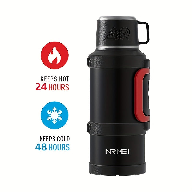 NRMEI Insulated Stainless Steel Water Bottle - 2000ML with Nylon Strap Design, Ideal for Travel & Outdoor Use, BPA-Free, One-Click Flip, Large Capacity, Suitable for Valentine's Day