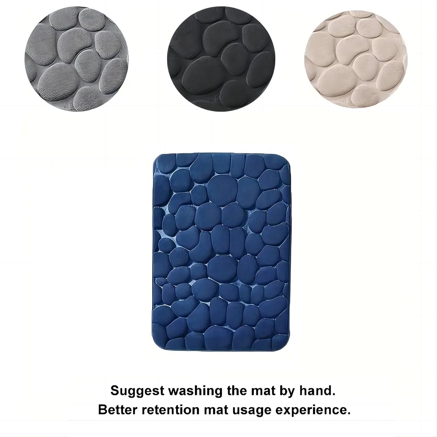 1 piece of Pebble Pattern Floor Mat made with memory cotton for the bathroom, designed to absorb water at the doorstep, featuring a non-slip backing for added safety. Can also be used as a carpet.