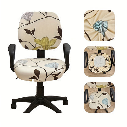 Elastic slipcover for computer dining chair, spandex material, washable and suitable for office or home decor.