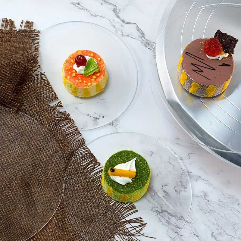 Acrylic Cake Boards Set of 3 - Round Discs for Decorating and Baking, Ideal for Birthdays and Holidays