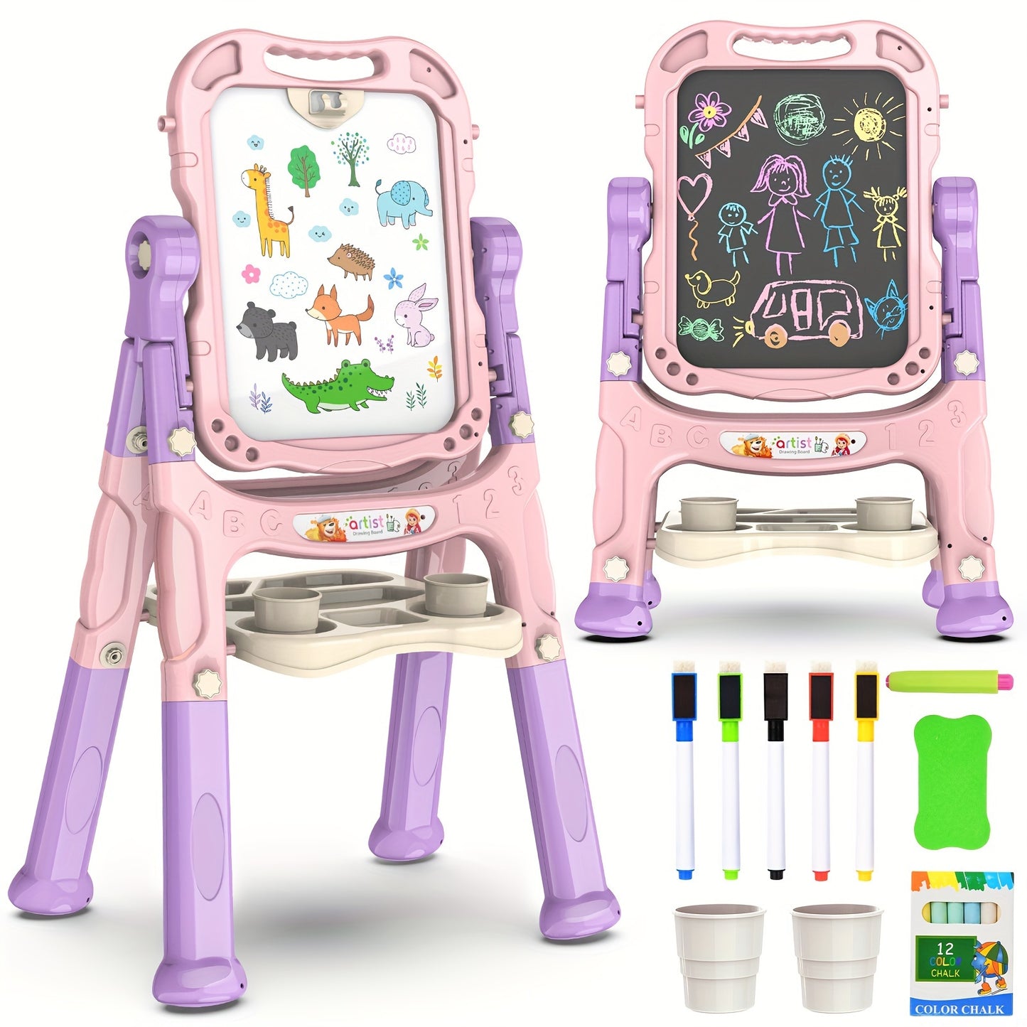 1pc BATTOP Adjustable Kids Art Easel with Magnetic Drawing Board, Accessories, and Durable PP Material, Ideal for Boys And Girls.