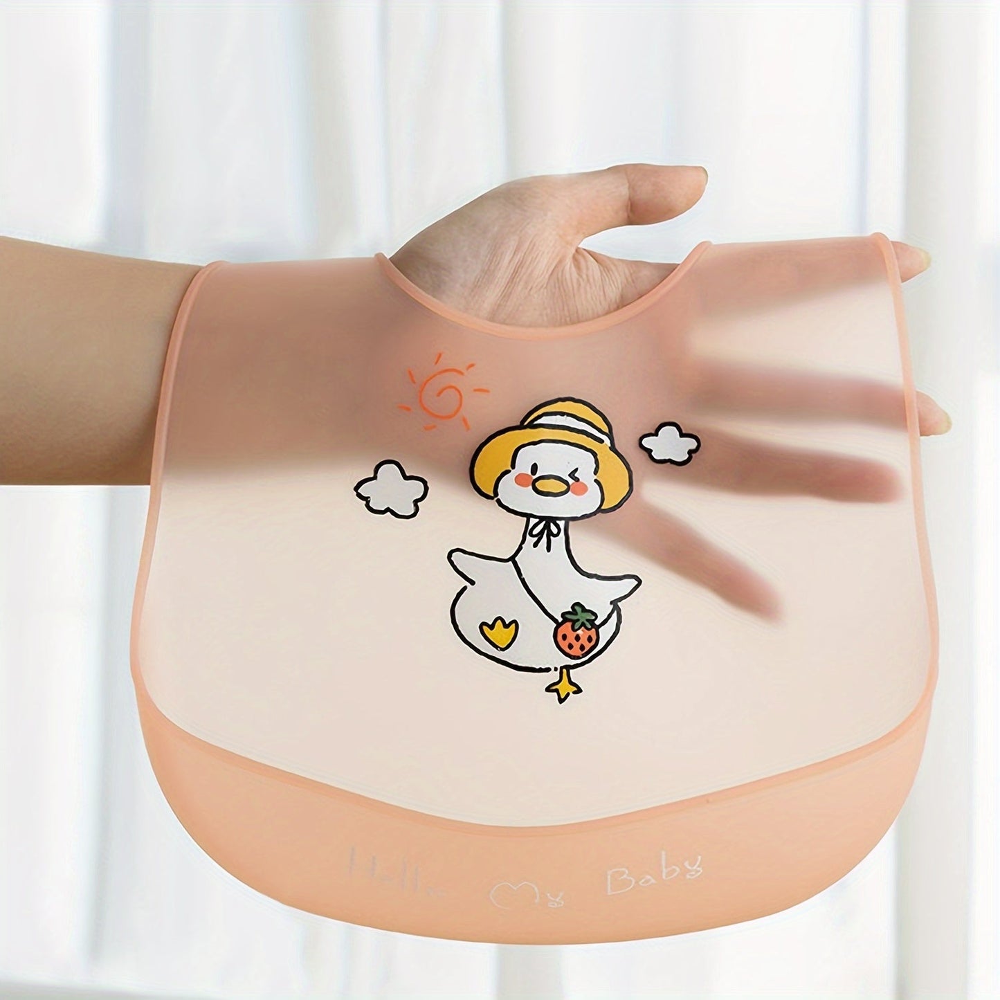 Soft and durable feeding bibs with adjustable neck band for cute babies, waterproof and adorable.