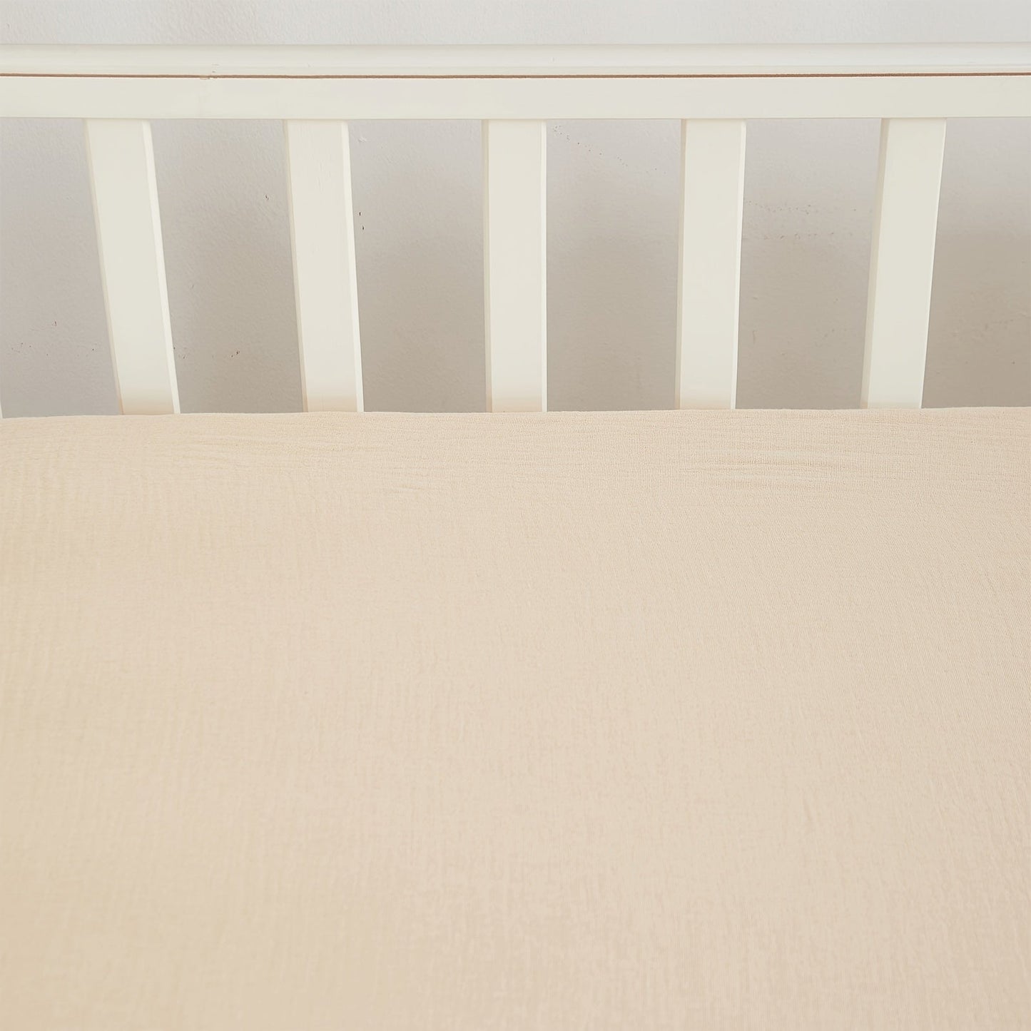 BeeWeed Soft Muslin Crib Sheet for Babies and Toddlers - Solid Beige Color, Deep Pocket Fitted Bedding, Machine Washable, 28" x 52" x 8", Beige