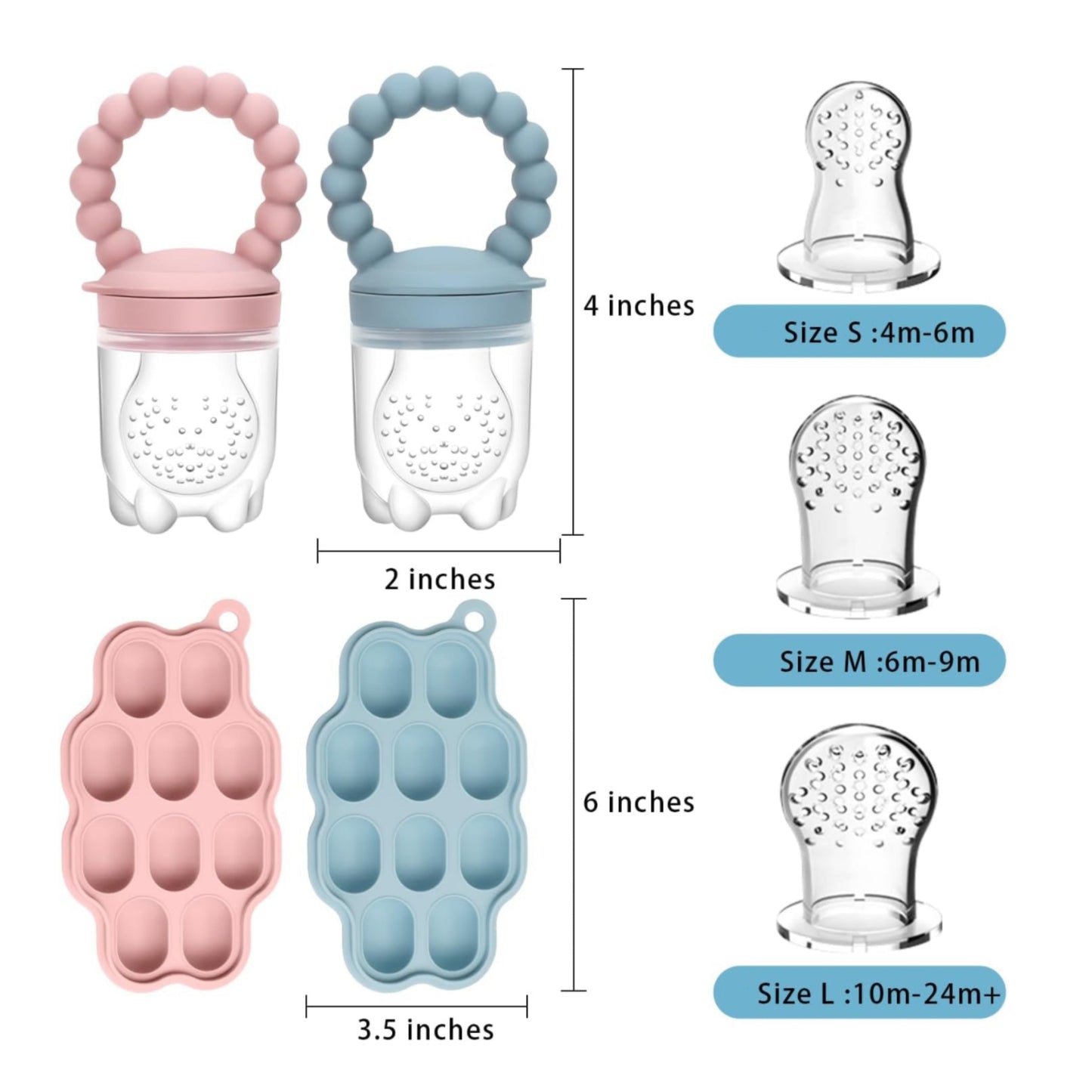 Силиконный лоток для замораживания грудного молока с набором для кормления фруктами, включает 3 пакета для кормления - идеально подходит для самостоятельного кормления, детского питания и хранения пищи.