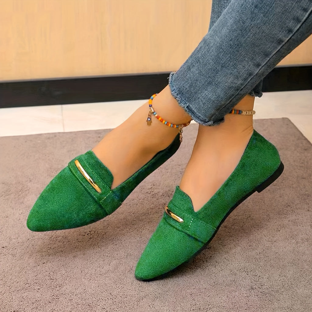 Lightweight Solid Color Flats, Elegant Slip-On Loafers for Women