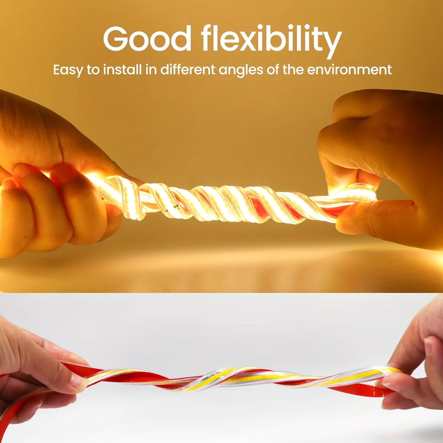 ZGREDED High-Brightness COB LED Strip Lights, Flexible & Cuttable to 49.99cm, 220V, Double-Sided Adhesive Included for Easy Installation in Various Areas