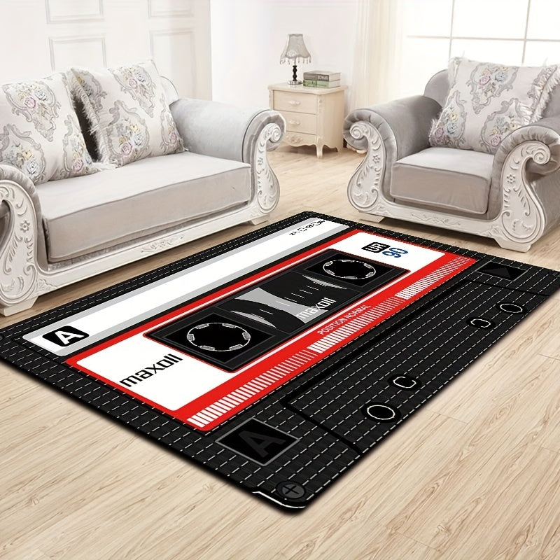 Retro Cassette Tape Inspired Door Mat - Vibrant, Anti-Slip & Stain-Resistant Kitchen Rug for Home Styling, Entryway, and Doorway