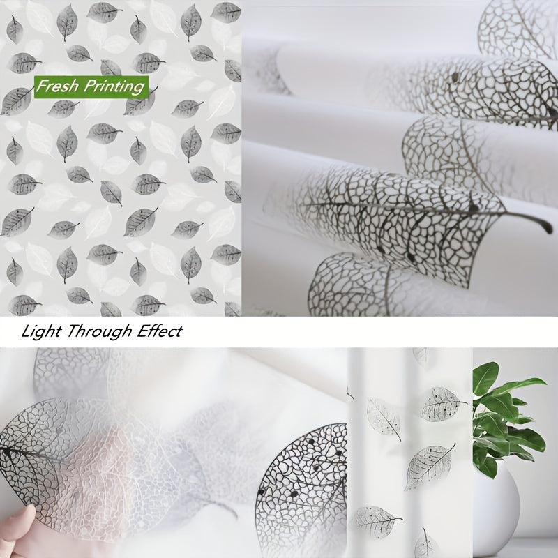 Leaf pattern shower curtain with liner, hooks, and waterproof & durable design.