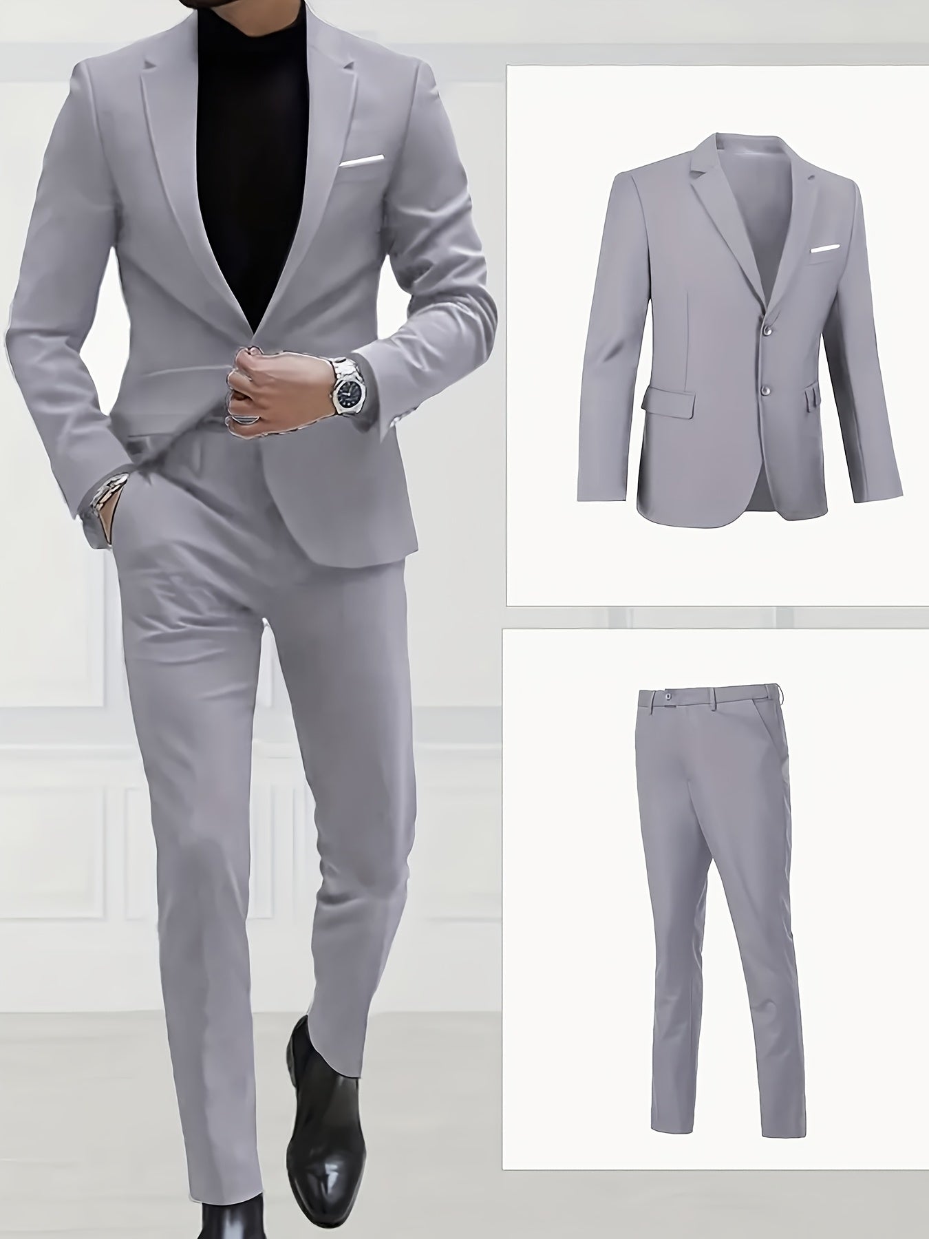 Men's Two-Button 3pcs Suit with Vest, Suitable for Wedding, Interview, Party.