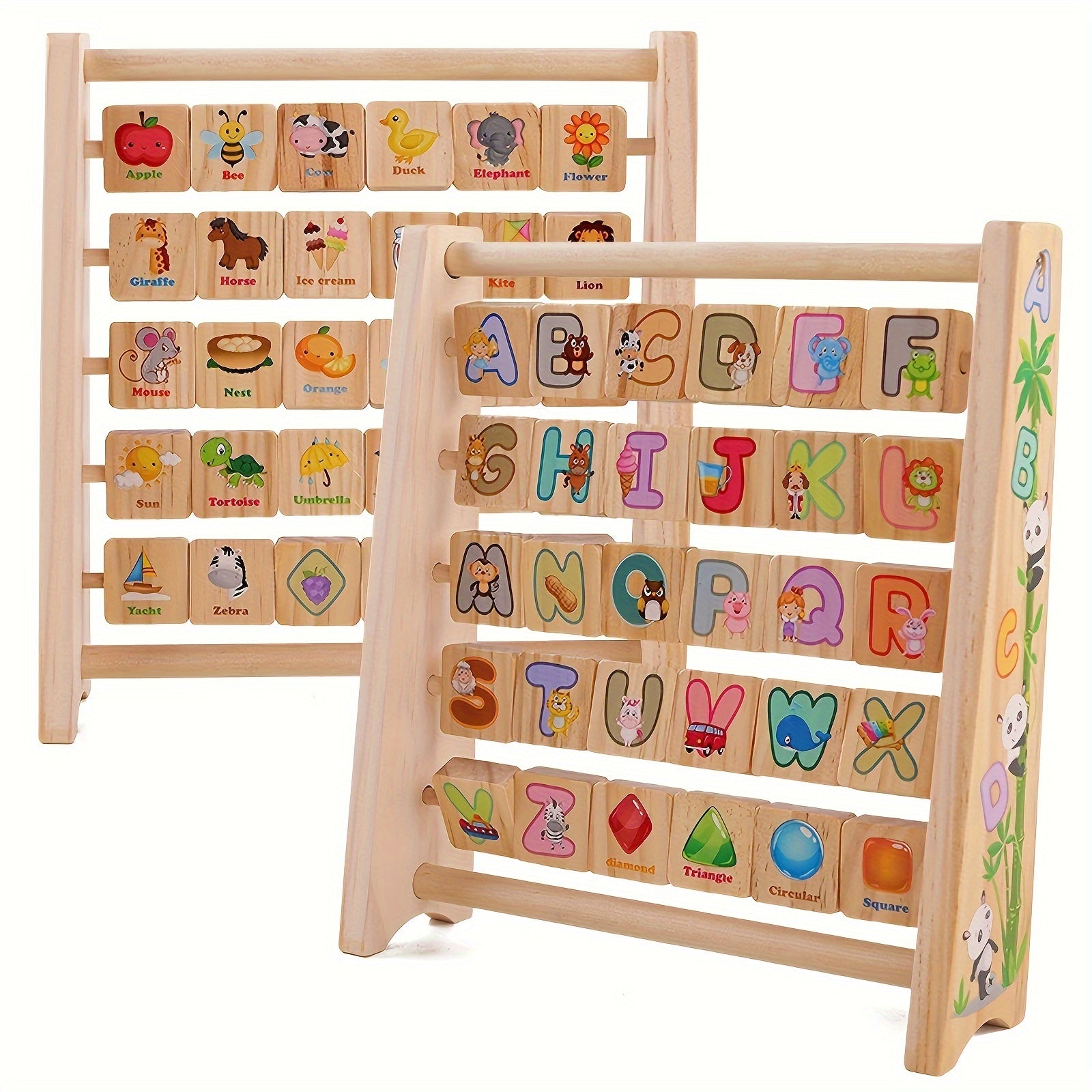 Enhance Early Learning with VPHQWG Wooden Alphabet Blocks & Abacus Activity Toy - Ideal for Young Children, Great for Birthday, Halloween, and Christmas Presents