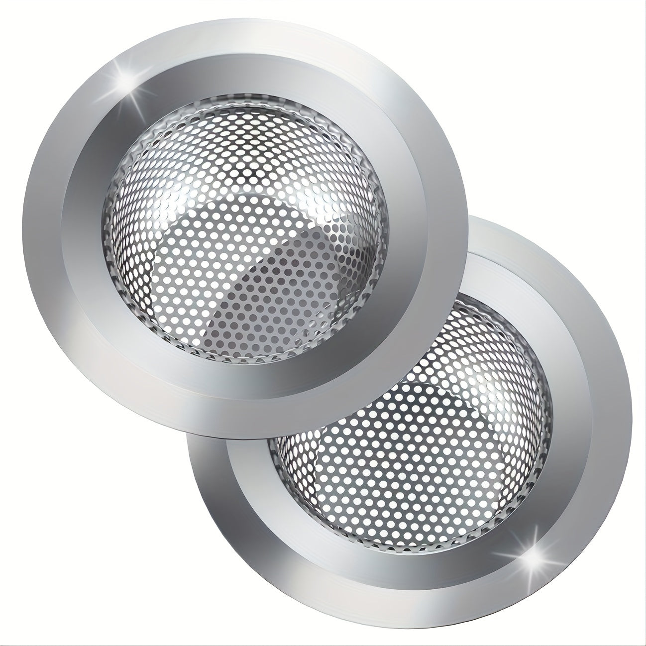 This stainless steel kitchen sink strainer has a large capacity and a wide rim measuring 11.43cm. It fits most drains and includes a food catcher basket.