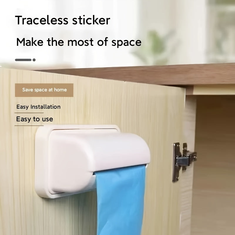 Space-Saving Plastic Garbage Bag Dispenser - No Traces Left Behind, Simple Adhesive Wall Mount, Quick and Easy Installation, Perfect Home Storage Solution