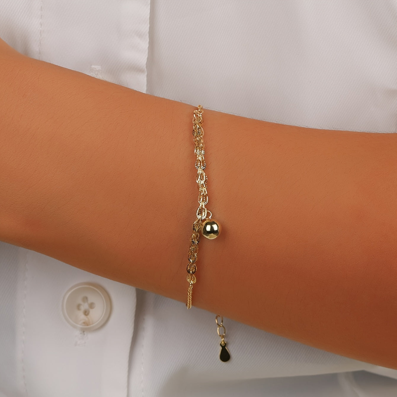 Luxury 925 Sterling Silver Bead Chain Bracelet with 18K Golden Plating for Women. This Classic and Adjustable Fashion Jewelry is perfect for everyday wear, layering, gift-giving, banquets, and Thanksgiving Day celebrations.