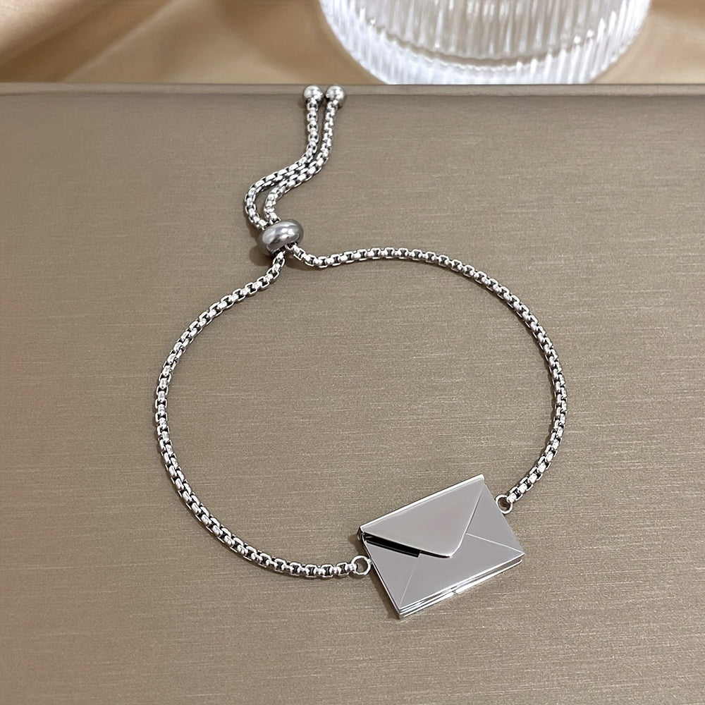 New Envelope Pendant Bracelet can be opened with a love letter inside. This 18K Golden Plated Stainless Steel Bracelet is a perfect surprise gift for loved ones on Valentine's Day.