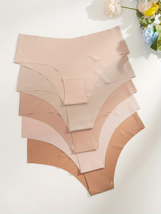 5 Simple Solid Hipster Panties: Comfortable, Seamless, Low Waist. Women's Lingerie & Underwear.