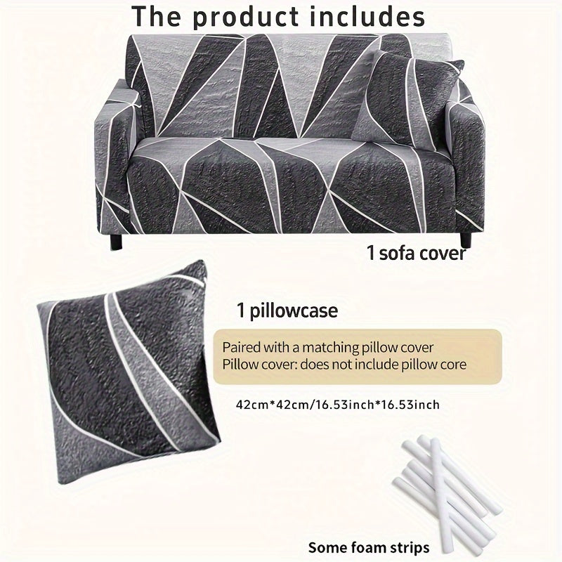 Spandex sofa cover stretches to fit 1-4 seaters, recliner chairs. Classic design, machine washable for living room décor.