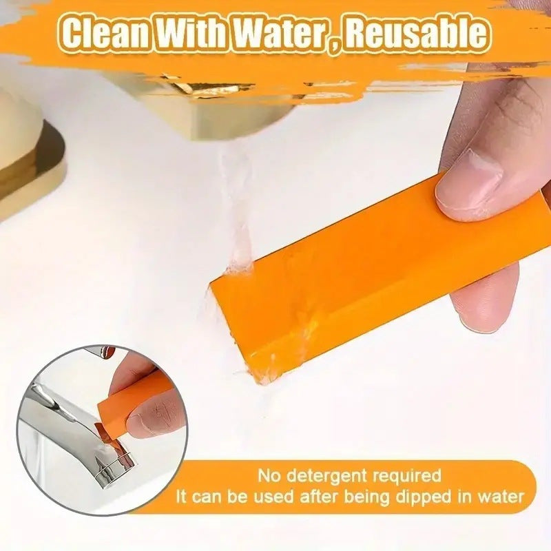 Reusable rubber eraser for kitchen and bathroom stains. Includes 2-pack for scratch-free cleaning of water stains, rust, and limescale on faucets and surfaces.