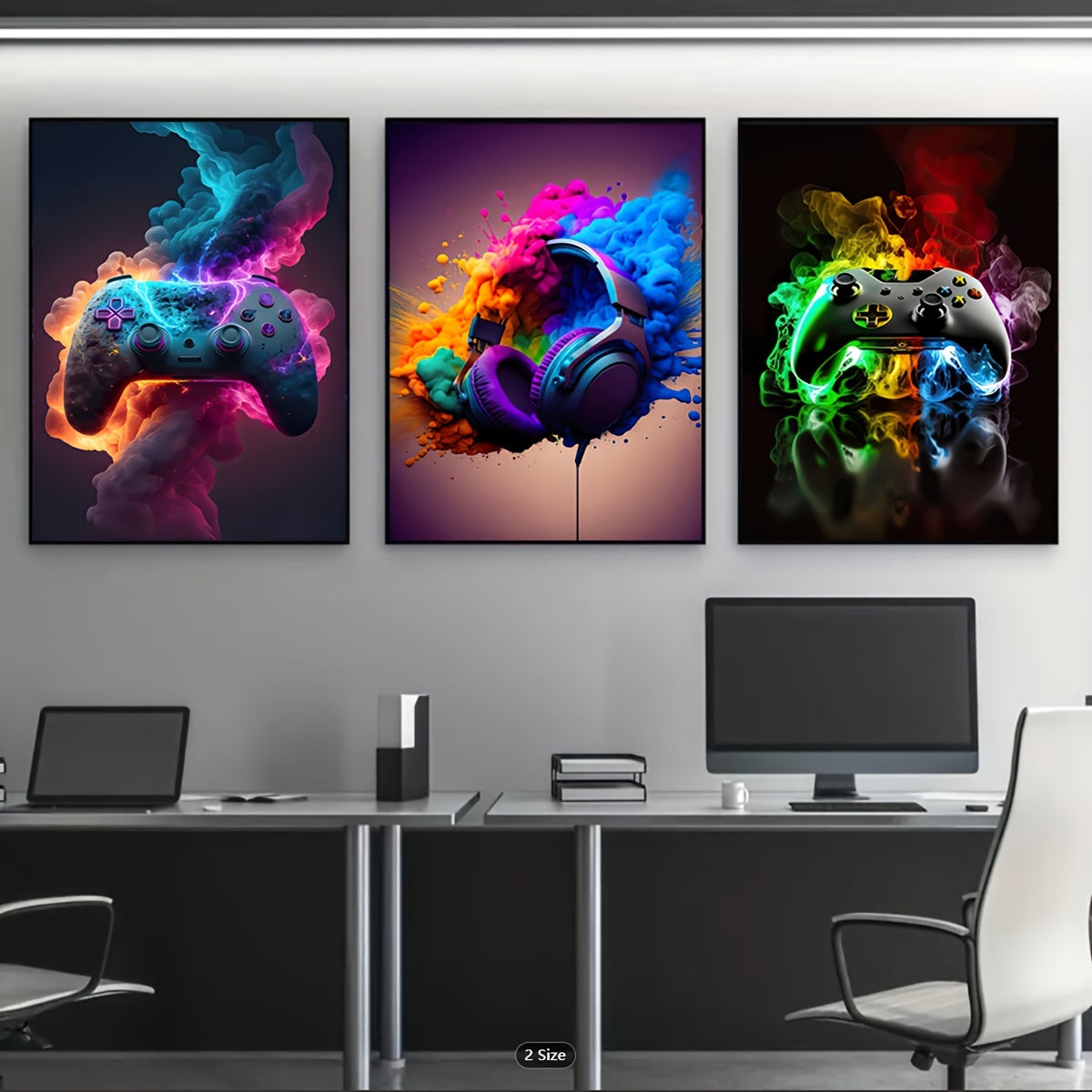 3 cool game controller posters for home decoration, made of canvas, perfect for living room or porch. Frame not included.