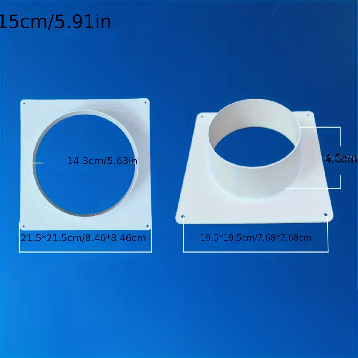 Simple to install, white plastic square flange connector for central air conditioning and ventilation. Can be used as a versatile duct adapter.