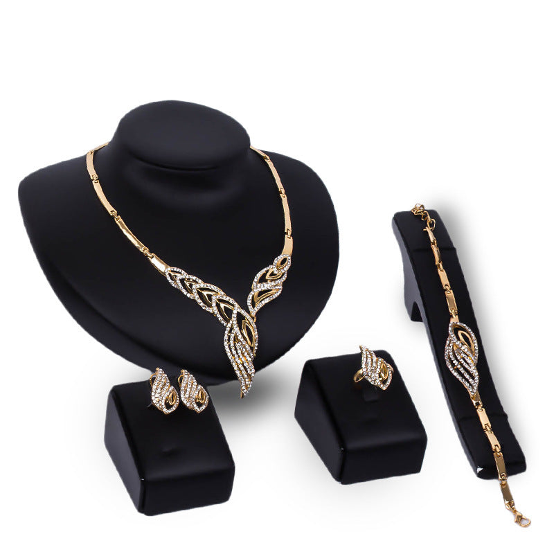 Set of exaggerated leaf jewelry for women's wedding decoration