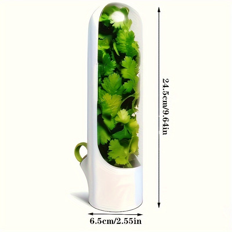 1pc FreshSeal Herb Savor Pod - BPA-Free Plastic Preserver for Herbs, Vegetables, and Vanilla - Transparent, Easy-Open, Water-Reducing Design for Kitchen Storage.