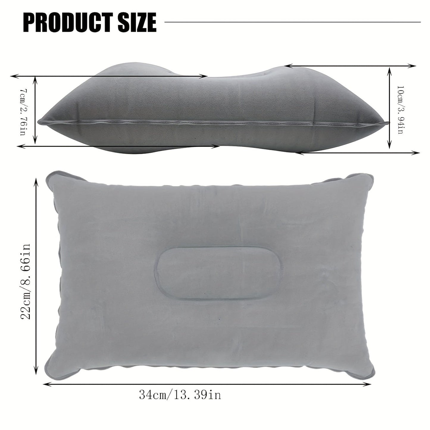 Inflatable Travel Pillow - Small Square Flocking Fabric Air Pillow for Travel with Convenient Storage, Perfect for Camping, Home Office Sleeping, Holiday Travel, Hiking, Nap, and Providing Neck and Waist Support.