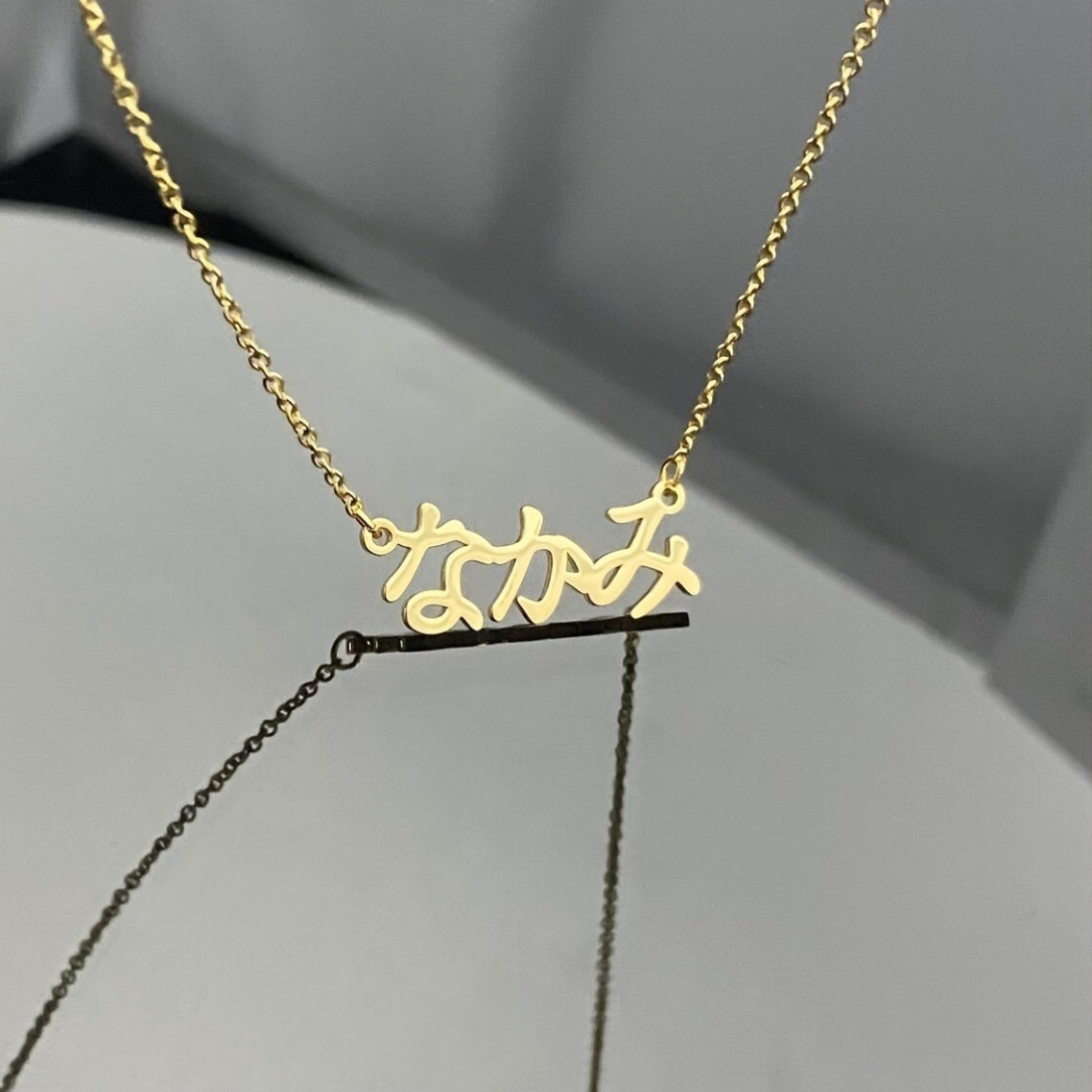 Personalized Stainless Steel Pendant Necklace with Custom Japanese Katakana Name, featuring a Tribal Simple Style and No Plating - Perfect for Festive and Daily Wear for Women.