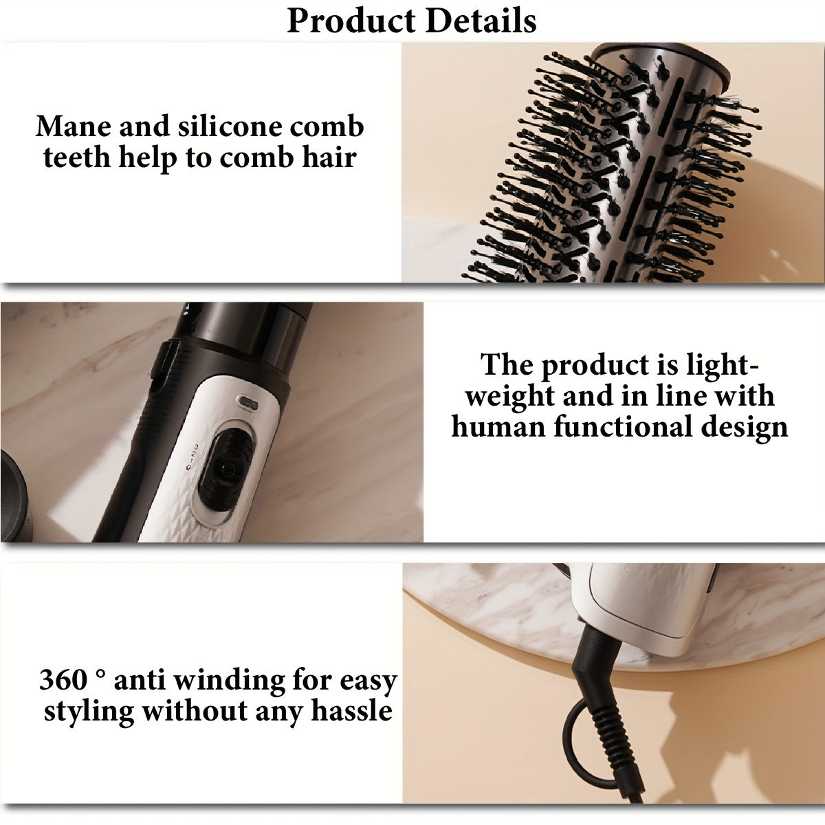 CRASTS 3-in-1 Hot Air Styling Tool with Interchangeable Nozzles, 1200W, EU Plug