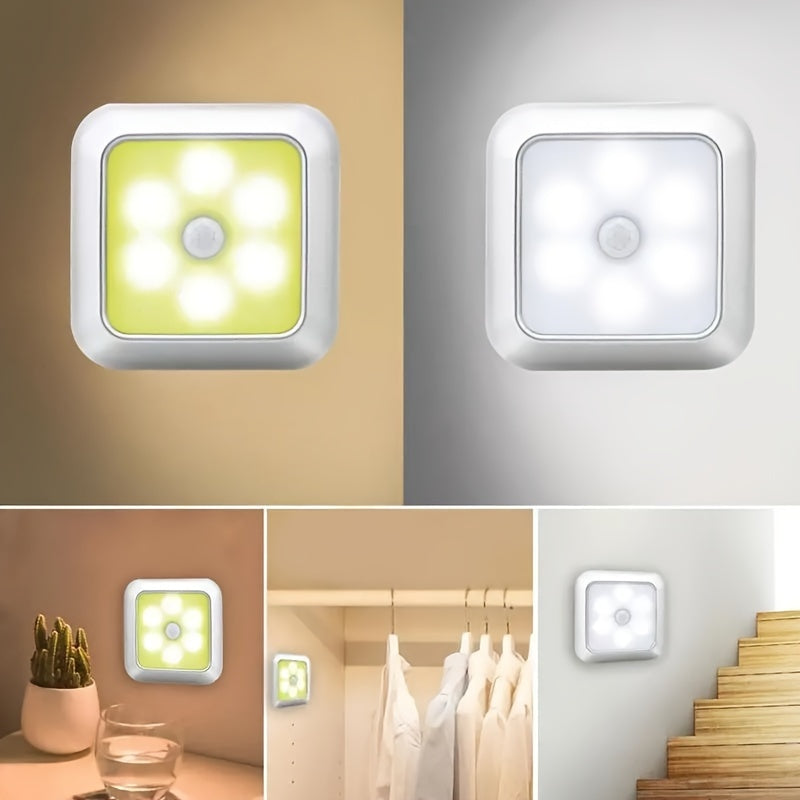 3 LED motion sensor night lights for indoor decoration in ladder bedroom, corridor, and staircase.