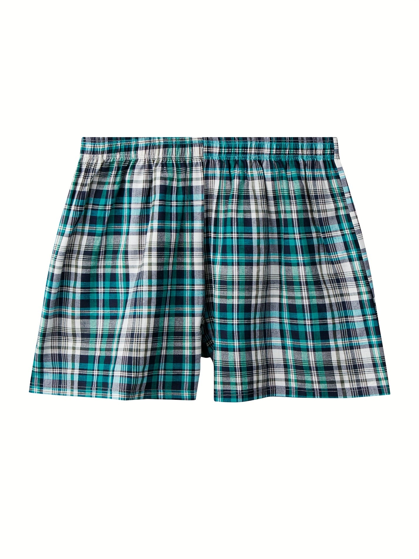 5 Men's Plaid Boxer Briefs - 100% Cotton, Breathable, Loose Fit for Home or Beach