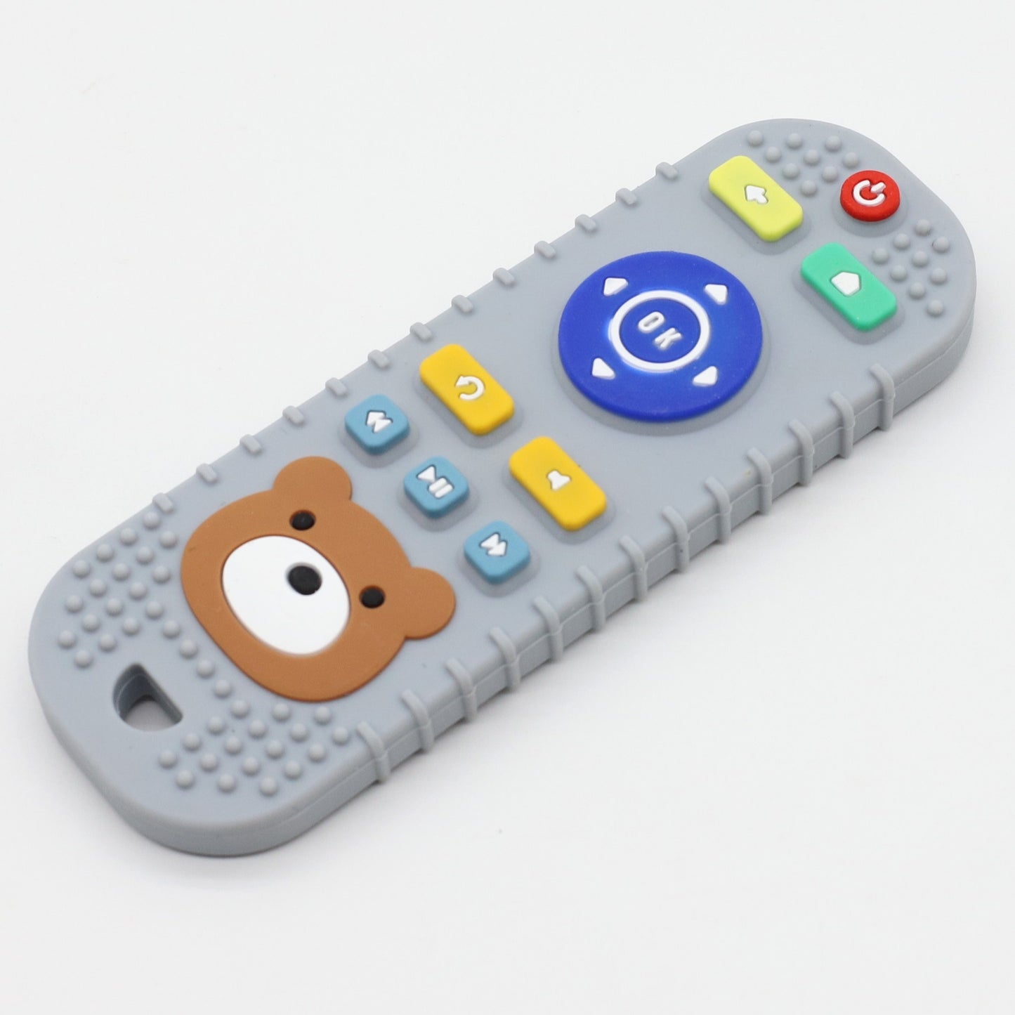 Simulated remote control teether toy made of food-grade silicone.