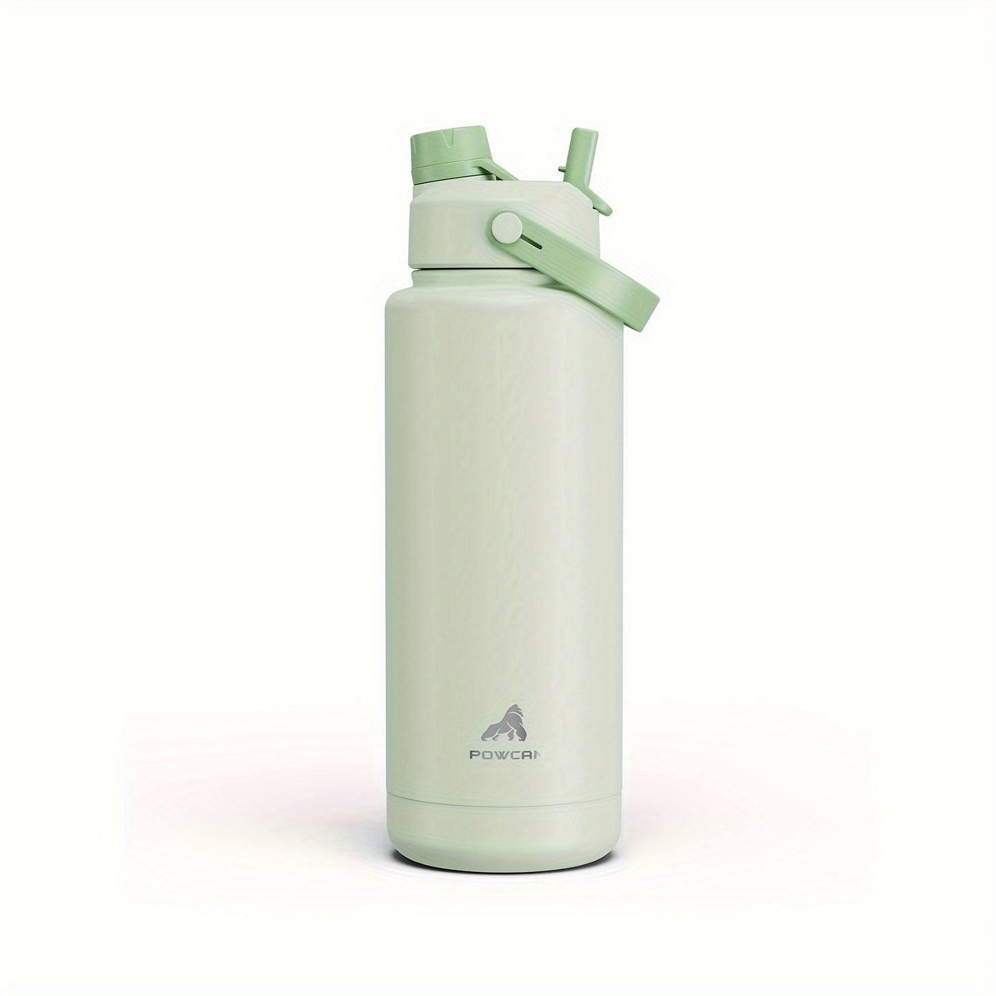 40oz stainless steel water bottle with leak-proof straw and spout lid, double wall insulated, hand wash only, PVC free. Ideal for sports, gym, travel, and school.