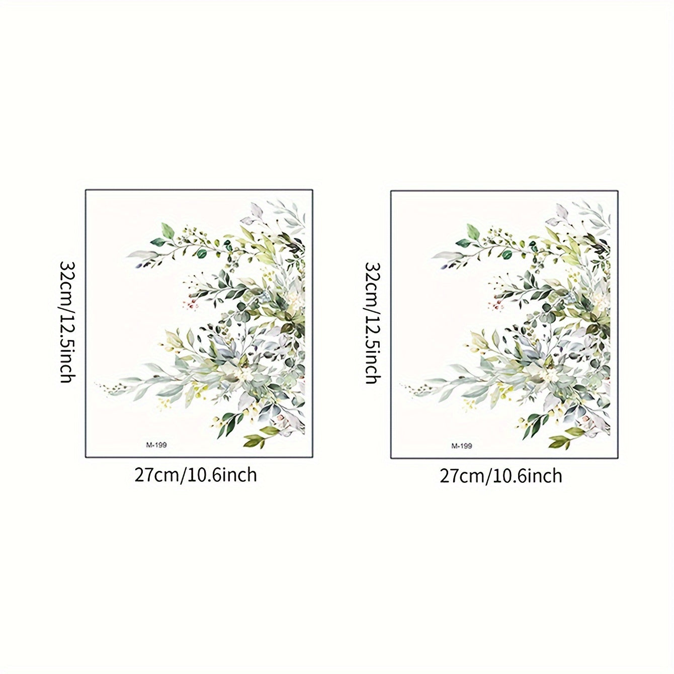 Set of 2 plant-themed toilet stickers for decoration, waterproof and removable, suitable for bathroom toilets. Dimensions: 26.92x31.75cm each.