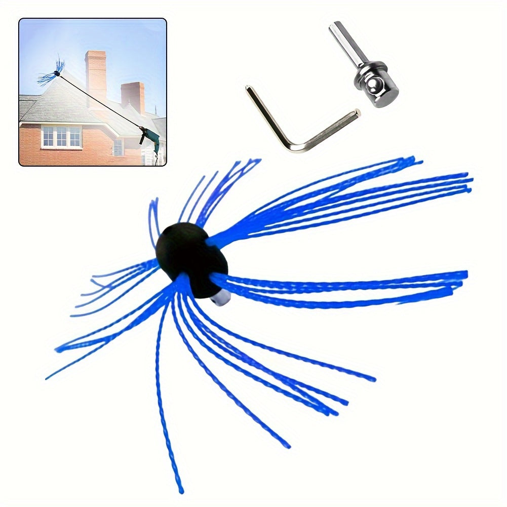 Complete Chimney Sweep Kit for Easy Cleaning with Power Drill Attachment, Nylon Rod, Metal Handle, Reusable Bristle Head, Wrench, Clamp Connector, and More Components for Chimney and Pipe Maintenance