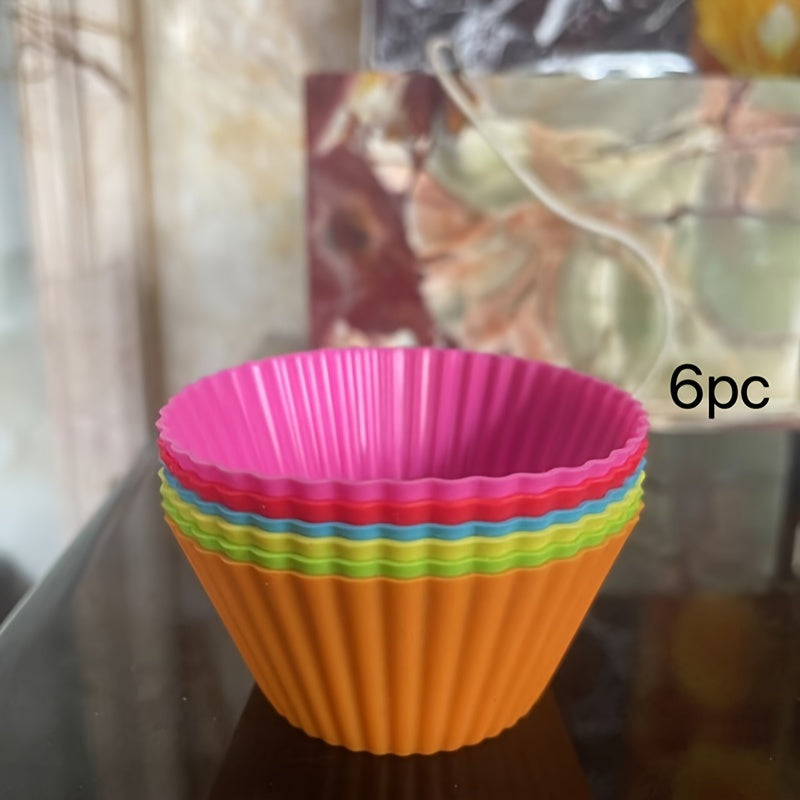 Set of Silicone Baking Cups - Choose from 6, 12, or 18 Reusable Muffin Cup Molds for Baking, Steaming, or Microwaving Small Treats like Cakes, Candies, and Puddings - Safe for Oven, Steamer, Microwave, and Dishwasher - Essential Kitchen Tools