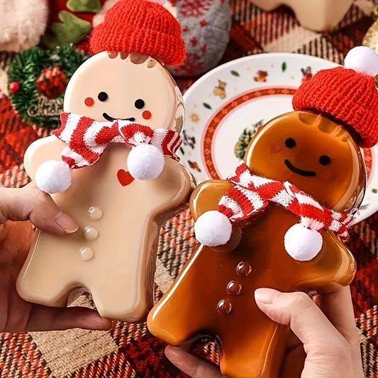 5-pack of 16.91oz Christmas gingerbread man candy bottles in festive holiday design, BPA-free oval plastic drinkware ideal for Christmas and Valentine's Day, hand wash recommended, lightweight and cycling-friendly.