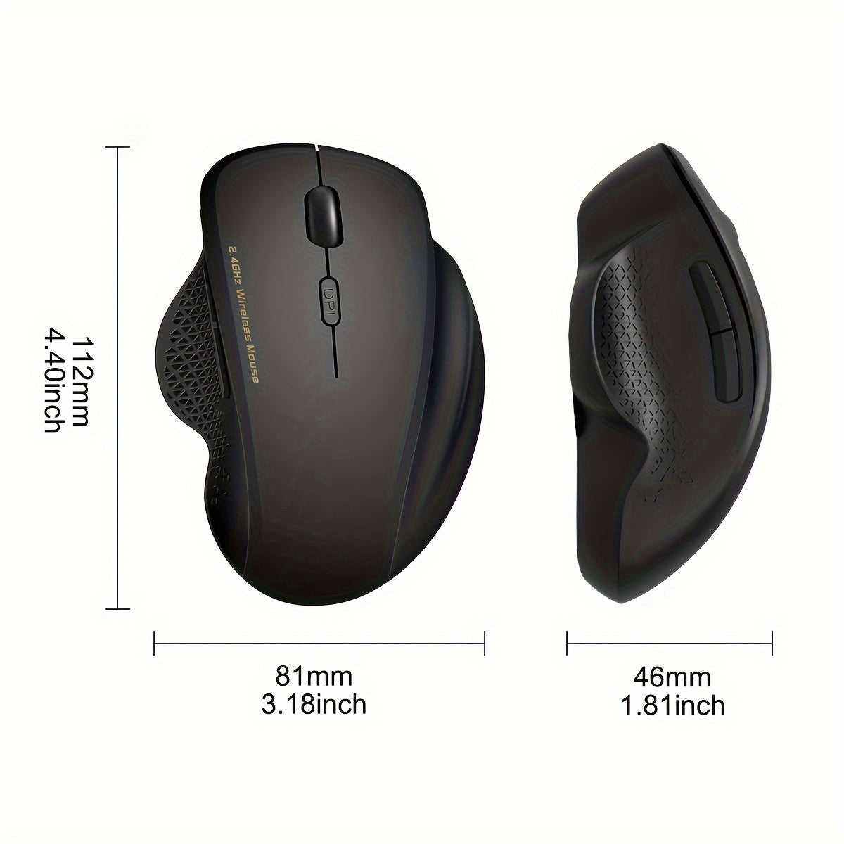 Ergonomic Wireless Mouse for Gaming, Office, and Entertainment. Streamlined design with comfortable grip. Battery powered with optical sensor. Compatible with Windows 10 (battery not