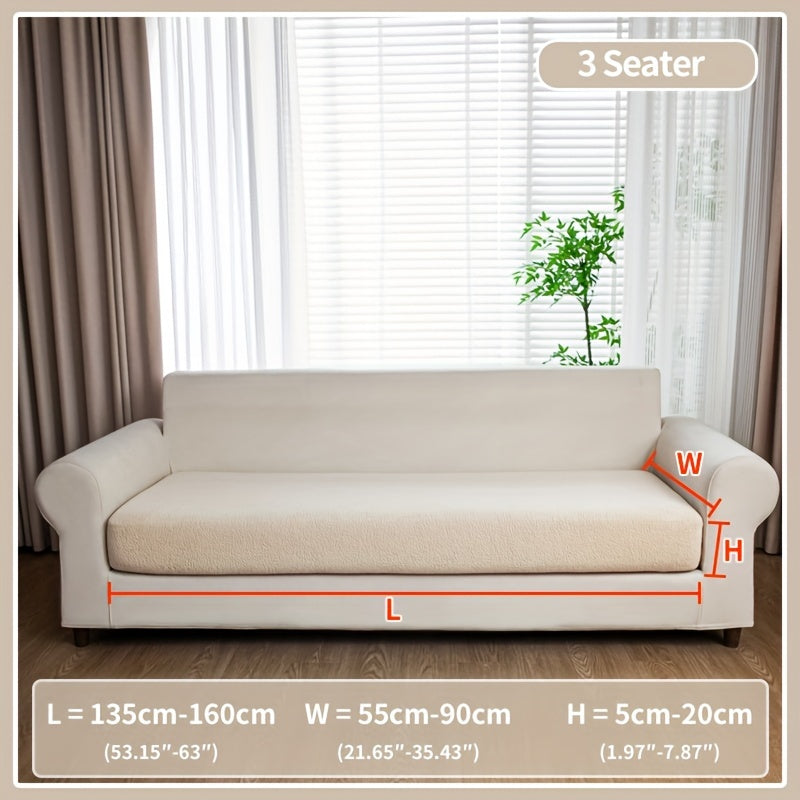 Waterproof stretch sofa cover for all seat sofas, with a modern non-slip design, pet-friendly, and fits L-shaped sofas.