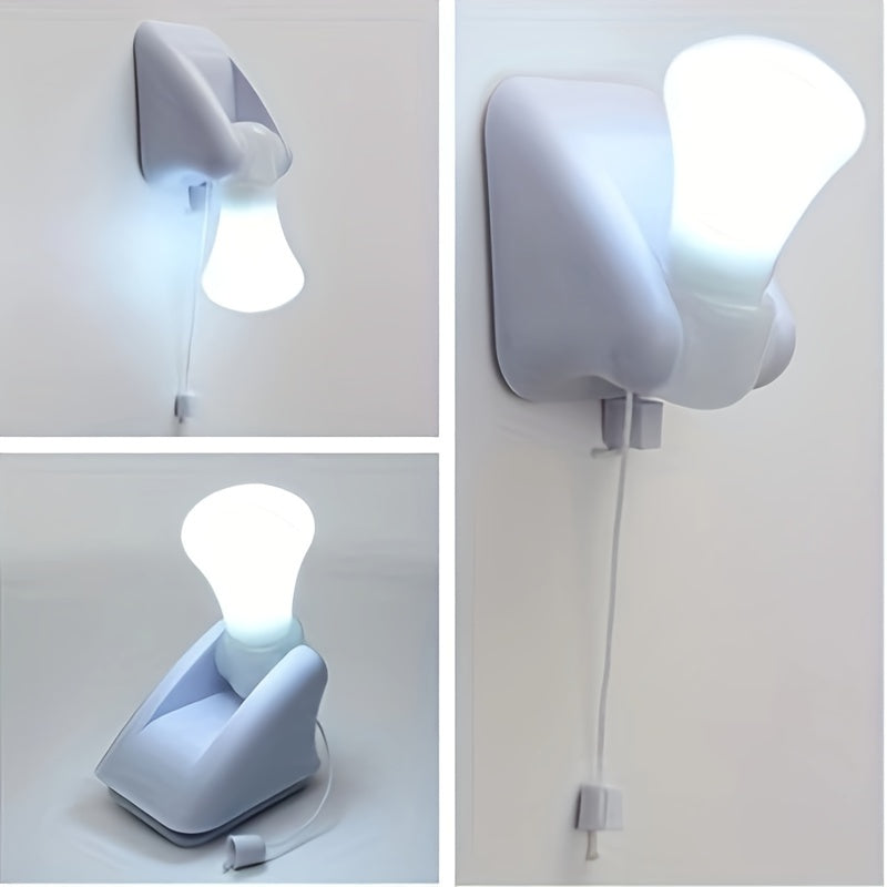 Retractable rope light with zipper control, battery-powered LED lamp in traditional style. Made of solid color plastic with self-adhesive backing and shade, suitable for different room