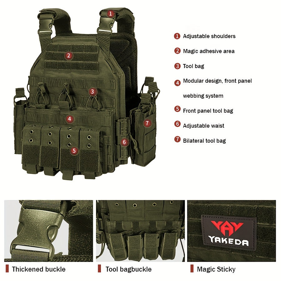 Yakeda Tactical Gear Training Vest: Breathable, Tear-Resistant Polyester, Expandable Pullover for Outdoor Activities, Hand Wash Only