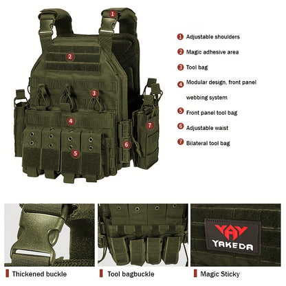 Yakeda Tactical Gear Training Vest: Breathable, Tear-Resistant Polyester, Expandable Pullover for Outdoor Activities, Hand Wash Only