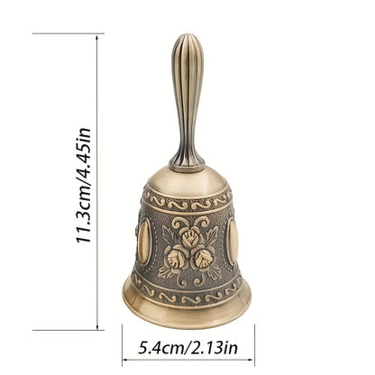 1pc Elegant Antique Brass Handbell for Wedding, Eid Mubarak, and Traditional Celebrations - Tan