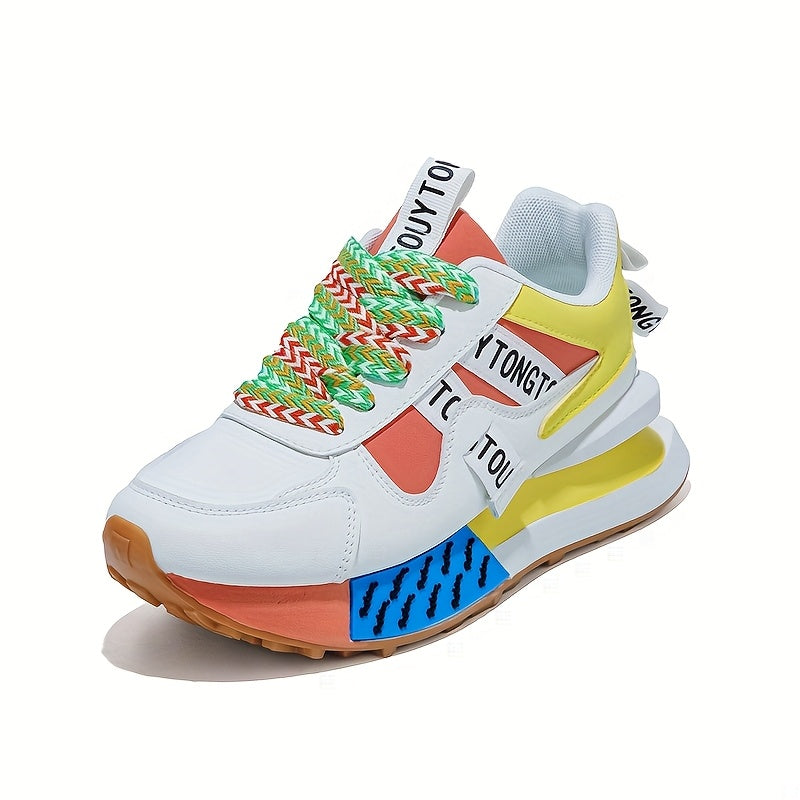 Women's fashion sneakers with PU upper, fabric lining, PVC sole, and breathable insole, featuring a solid pattern suitable for all seasons.