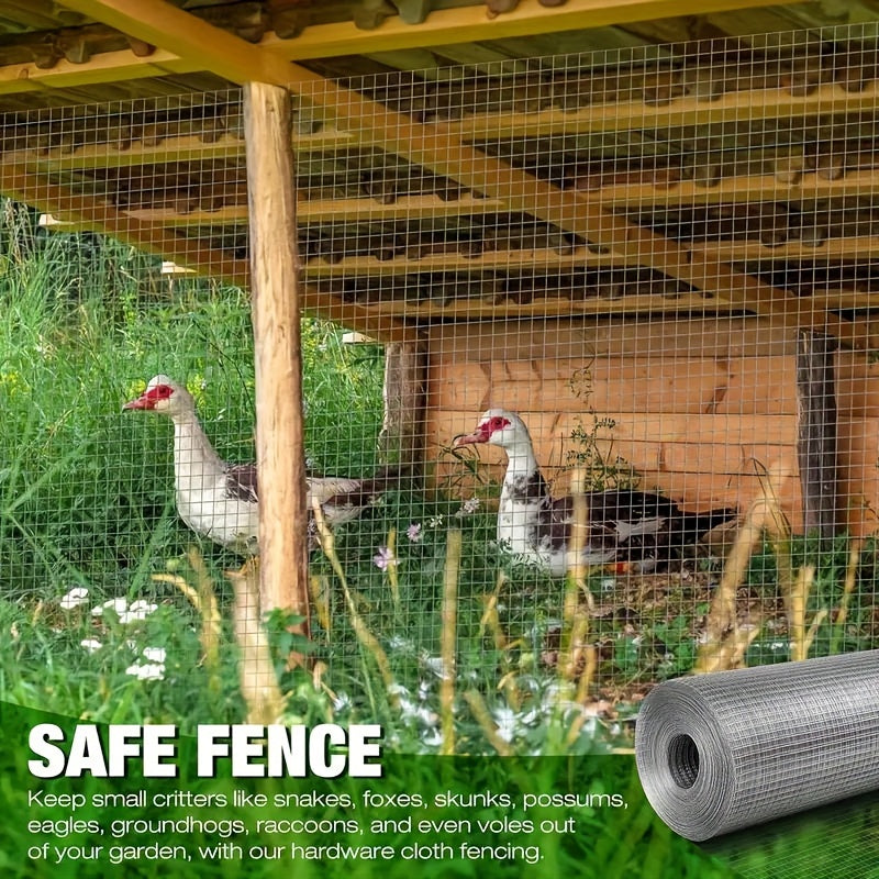 One roll of 1700cm/669.29in galvanized welded mesh, suitable for various applications like chicken coops, gardens, pet fences, and tree protection. Easy to cut.