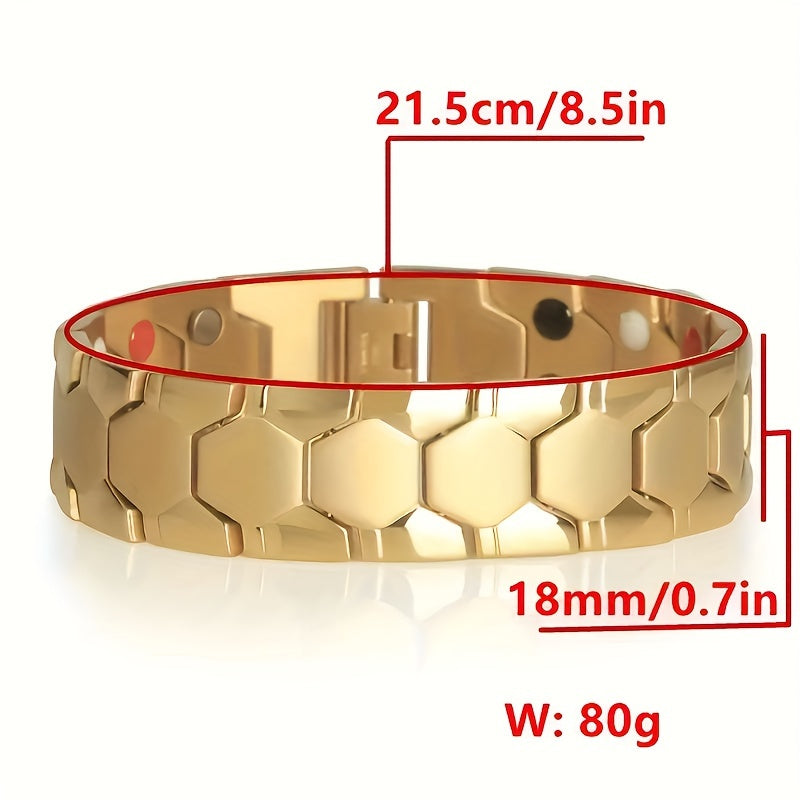 Men's titanium steel magnetic bracelets with double row of 4 element 3500 gauss strength magnets. Perfect Valentine's Day gift with free links removal tool included.