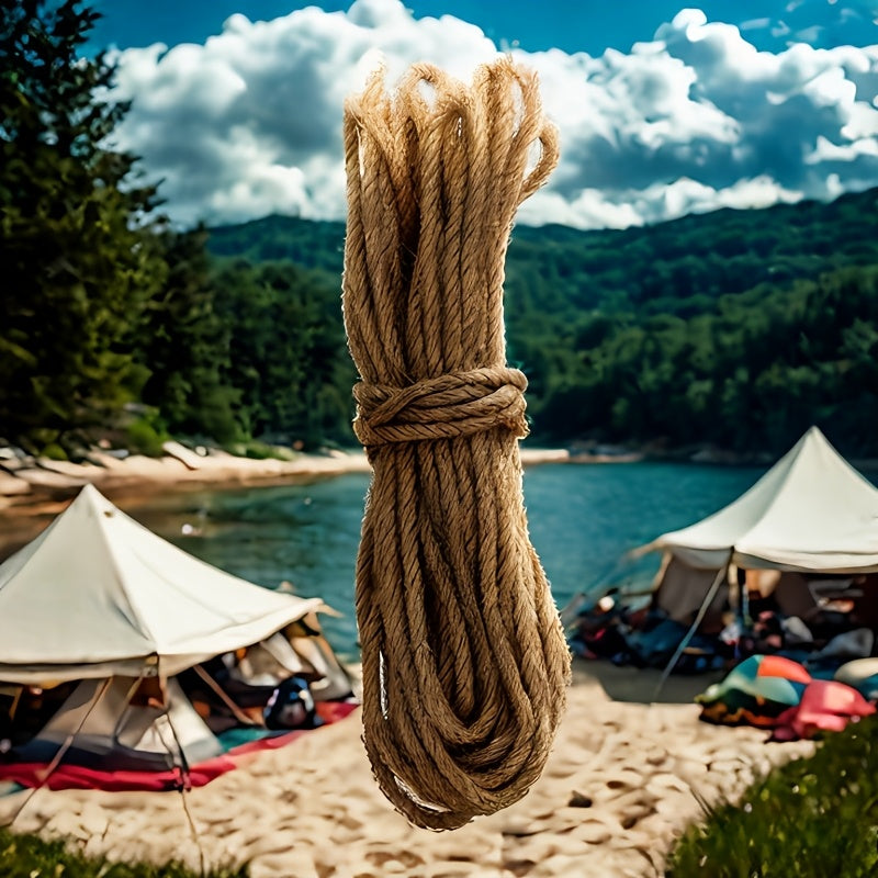 10m Natural Jute Rope for Outdoor Camping, Cat Scratcher Toy for Tree Scratching and Furniture Protection, Cat Accessories