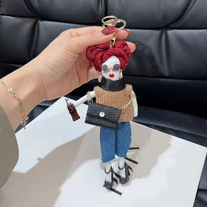 Fashion Doll Keychain Cute Cloth Key Chain Ring Bag Backpack Charm Car Key Pendant - a perfect gift for women for daily use.